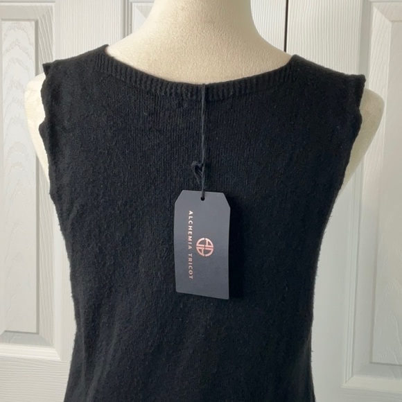 Alchemia Tricot Black Italian Sleeveless V-Neck Maxi Sweater Dress Size S - Picture 6 of 11